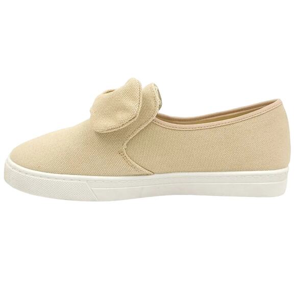 M&L Women Slip On Bow Tie Loafers Grace Size US 8 Beige Canvas - Picture 3 of 6
